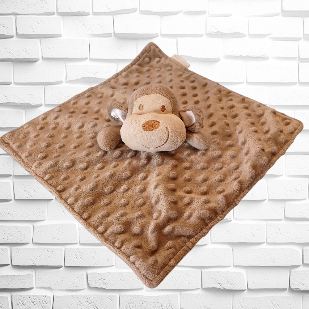 Elegant Baby Monkey Security Lovey, 12"x12" Minky Dot Polyester, Light Brown